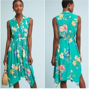 Maeve Anthropologie green floral dress 8p